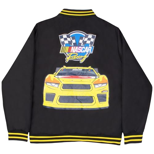 Image of NASCAR Racing Boy's Varsity Bomber Jacket - Graphic Print Racecar Jacket for Kids and Teens