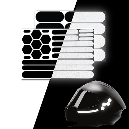 ELOS Reflective Gear 3M Black Stickers - Helmet Tape, Motorcycle Tape, Hi Viz Stickers for Helmets - Discreet Black Until Light Hits It (Combo Style)