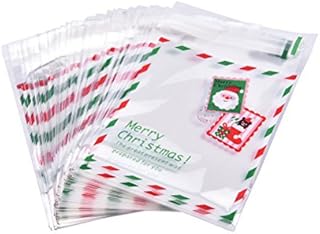 SNNplapla 100 Pack Christmas Cellophane Bags Candy Bags Self Adhesive Xmas Sweet Cookie Package Gift Bags for Christmas Party Favors, White