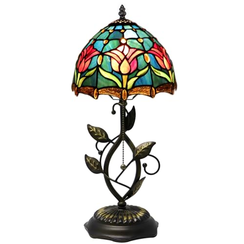 MQYXH Tiffany Red Blue Tulip Lamp 18 Inch