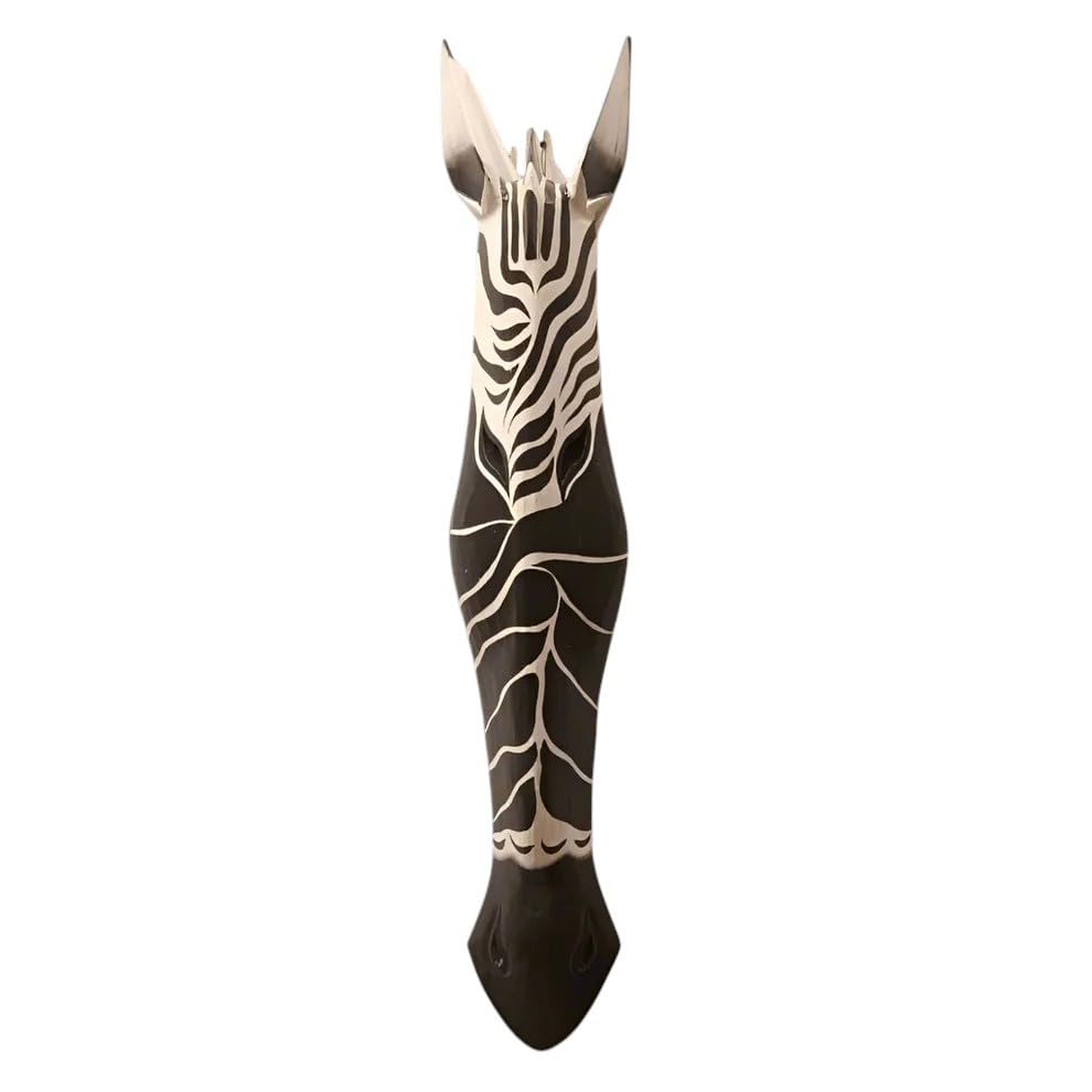LE DECOR COVE Hand-Carved African Zebra Mask Wall Décor | Tribal Wood Wall Art for Living Room, Hallway & Office | Ethnic Safari-Themed Handcrafted Wall Hanging