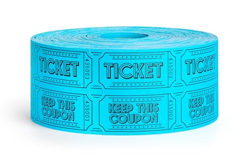 1000 Raffle Tickets Double Roll | Tickets for Events, Drinks, 50/50, Carnival, Classroom (Blue)