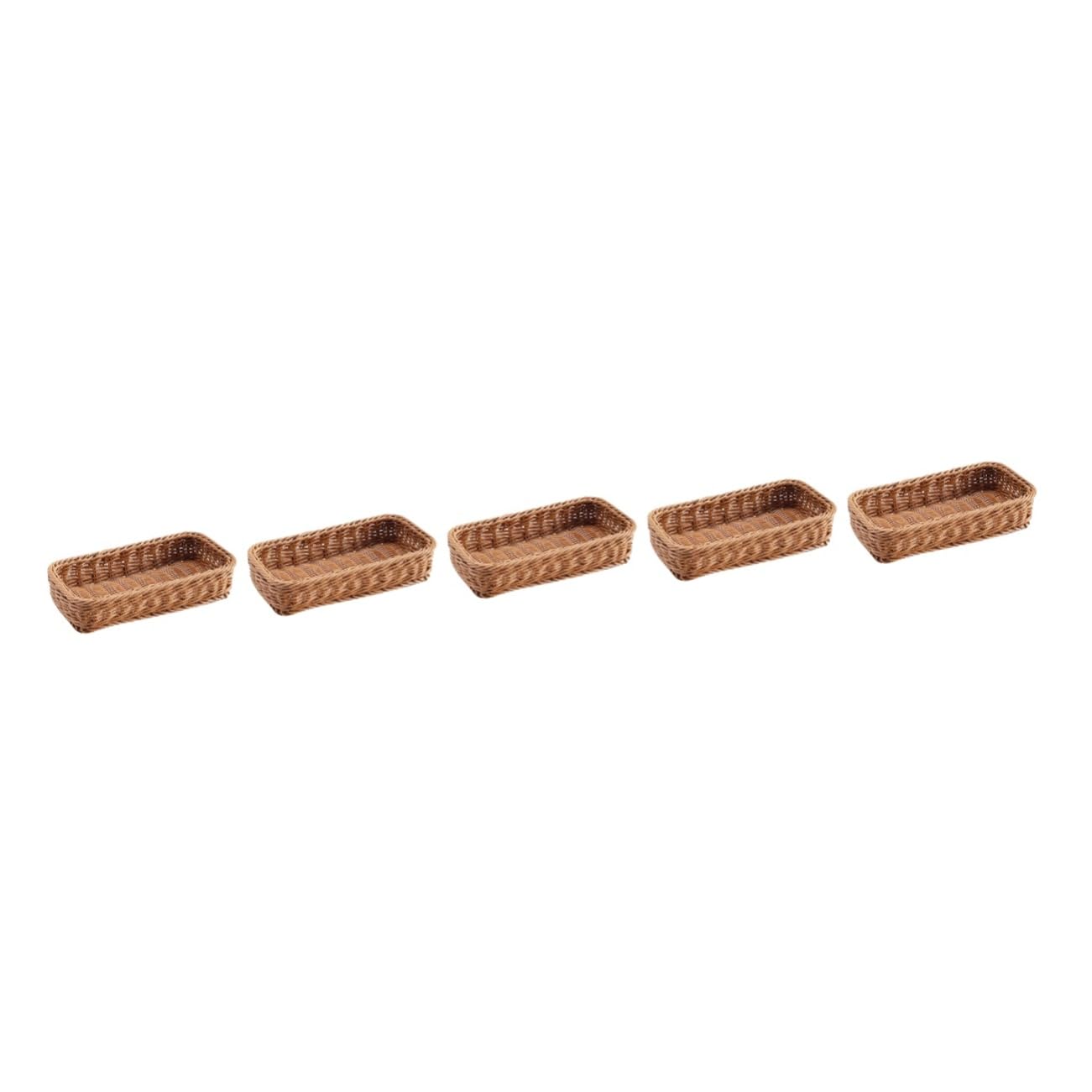 MAGICLULU 5 Piezas Cesta De Almacenamiento De Cubiertos Canasta De Frutas Cesta De Pan Contenedor De Pan De Mimbre Falso Soporte De Ratán Falso Cesta De Artículos Diversos El Plastico