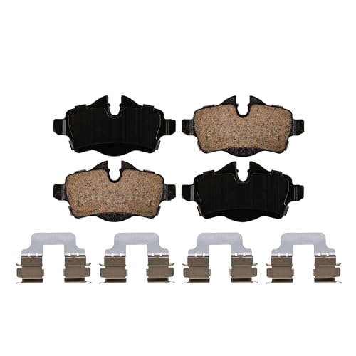 Image of Detroit Axle - Rear Brake Pads for 2007-2015 Mini Cooper, 2008 2009 2010 2011 2012 2013 2014 Ceramic Brake Pads w /Hardware Replacement