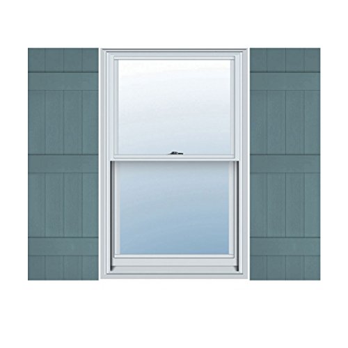 Builders Edge 14 in. W x 66 in. H, Custom Four Board Joined (3 Batten), Board-n-Batten Shutters, Includes Matching Installation Spikes (Per Pair), 004 - Wedgewood Blue