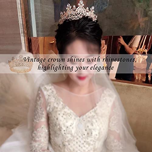 Yyoemas Round Crystal Queen Crowns For Women, Rose Gold Rhinestone Tiara Cake Topper, Wedding Crowns Tiara For Bridal Birthday Party Queen Pageant Hair Accessories #TOP6