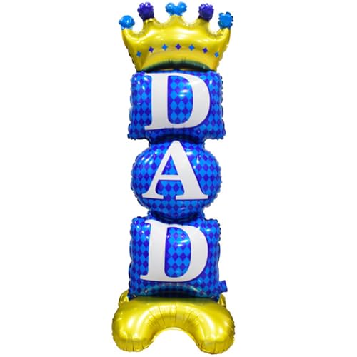 Image of Father Day Balloon, Dad Standing Aluminum Balloon Happy Father Day Foil Balloons, Blue Best Dad Day Birthday Party Decoration Balloons