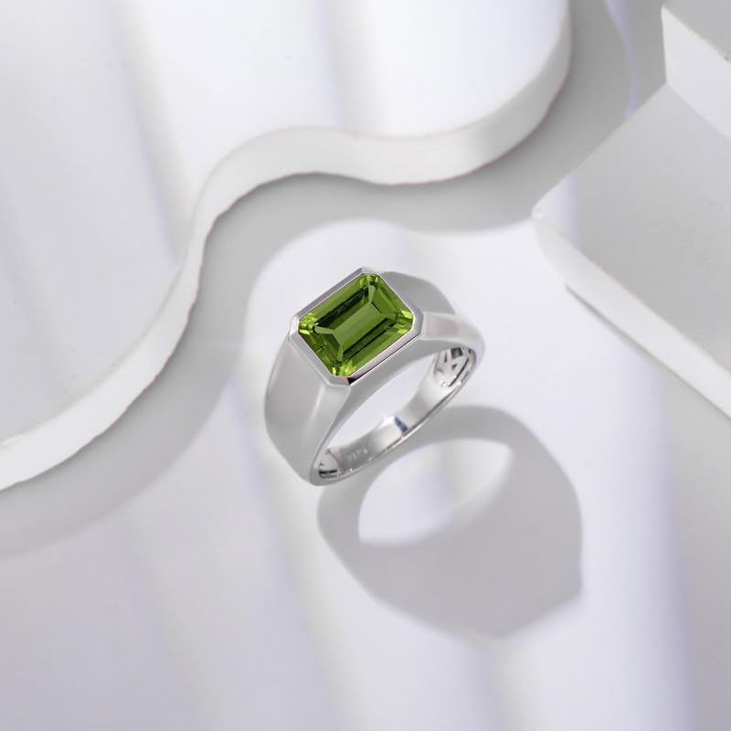 10K 14K 18K Gold Mens 4 Carat Emerald Cut Gemstone Engagement Wedding Ring Custom Emerald Cut Birthstone Anniversary Pinky Rings for Men/Women - Image 3