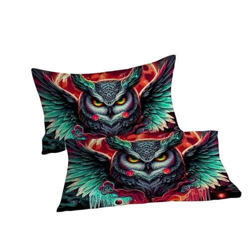 Housse de couette double hibou dessin animé 200x200cm en microfibre