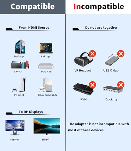 Adaptador HDMI a DisplayPort 4K 60Hz con cable USB 1 m miniatura 6
