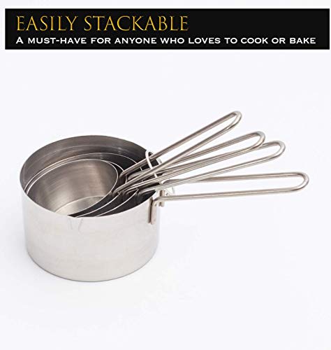 Ehomea2Z Stainless Steel Measuring Cups Set 4Pc Metal Culinary Couture For Dry Liquid Kitchen Gadgets (1, 4-Piece Set) #TOP2