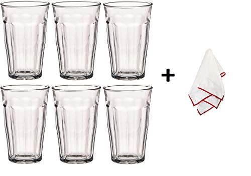 Duralex Picardie Glass Tumblers with a Polishing Cloth