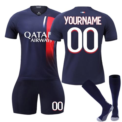 Personnalisé PSG Maillot de Foot Enfant et Homme avec Nom Numéro Logo de L'équipe Adultes,...