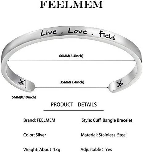 FEELMEM Field Hockey Players Jewelry Live Love Field Cuff Bangle Bracelet Field Hockey Jewelry Field Hockey Coach Gift Hockey Moms Jewelry3