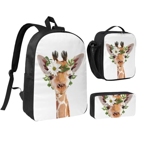 Sac à dos d'école girafe avec lunch box pour le repas de midi