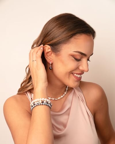 Image of Secret & You Woman Bracelet with White or Colorful Baroque Freshwater Cultured Pearls - 8-9 mm -18 cm Elasticated Band