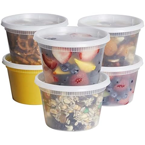 Comfy Package 16 oz. Plastic Deli Containers With Airtight Lids Cover