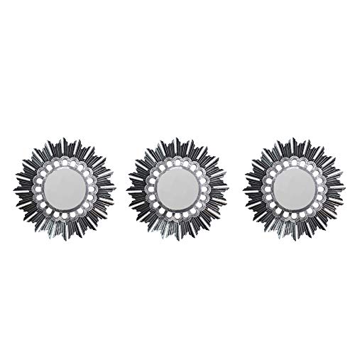 Northlight Set of 3 Floral Sunburst Brushed Silver Round Mirrors 9.5
