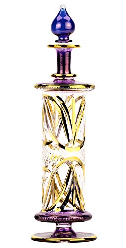 NileCart Large Egyptian Perfume Bottles, Handmade Glass with Gold Accents, 120 ml, Decorative Fragrance Containers (Violet) - image 1