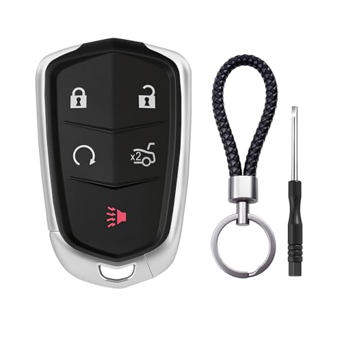 5 Button Compatibility Cadillac Key Fob Cover Replacement for Cadillac XTS XT4 XT5 XT6 ATS SRX CT6 CTS Escalade ESV (2014-2023) – Fits HYQ2AB/HYQ2EB, Keyless Entry Car Key Fob Protector Housing
