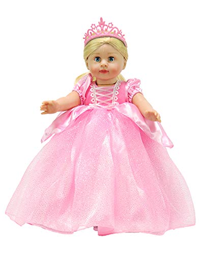 American Fashion World Pink Sparkle Princess Set for 18-Inch Dolls |Crown Included | Premium Quality & Trendy Design | Dolls Clothes | Outfit Fashions for Dolls for Popular Brands