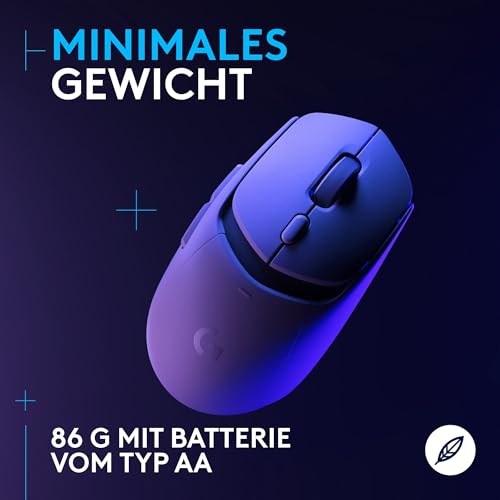 Logitech G G309 LIGHTSPEED kabellose Gaming-Maus, leicht, LIGHTFORCE-Hybridschalter, HERO 25K-Sensor, über 300 Stunden Akkulaufzeit mit AA-Batterie, 6 programmierbare Tasten, PC und Mac - Weiß 5