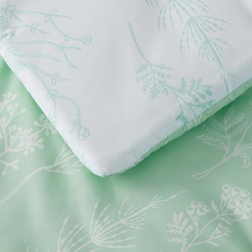 Image of Bedsure Twin Comforter Set - Mint Green Bed Set, 2 Pieces Cute Floral Bedding, 1 Soft Reversible Botanical Flowers Comforter and 1 Pillow Sham