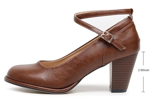 VenusCelia Women's X-Strap Pump Heeled Shoe (9.5 M US,Brown-PU) by VenusCelia - Used condition - Image 2