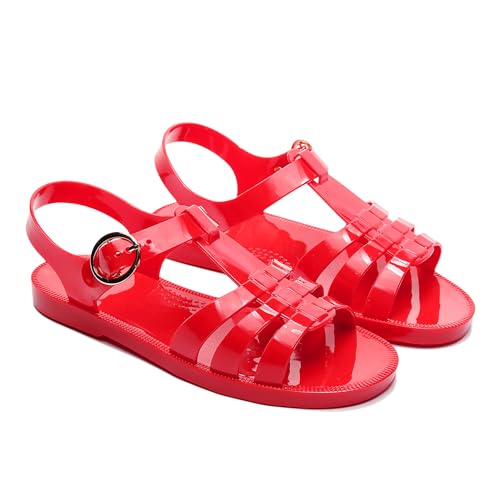 Image of Toddler Sandals Jelly Shoes Girls Unisex Boy Flat Retro Slides Clear Kids Water Slippers Slingback Summer Beach Size 8 Adjustable Buckle Glitter Dress Soft