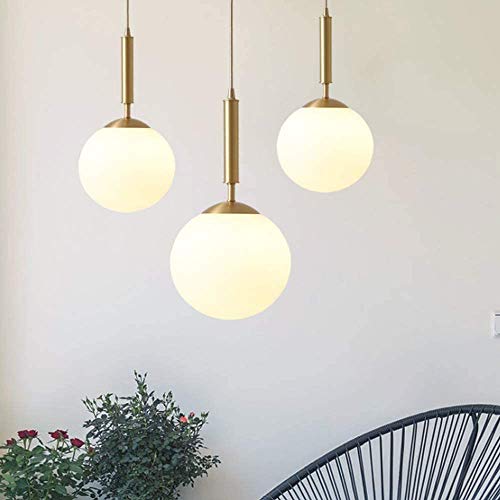Lustre boule en verre,Lampe suspension, Lampe intérieur simple pour Chambre Salon Couloir Restaurant Café 1pcs (25CM)