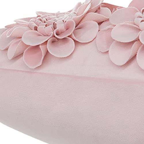 Jwh 3D Flower Handmade Throw Pillow Cover Aesthetic Decorative Floral Accent Pillow Case Velvet Pillowcase Square Cushion Bed Couch Living Room Bedroom 18X18 Inch Light Pink #TOP3