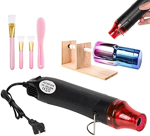 Yolent Mini Heat Gun for Epoxy Resin Crafts Bubble Buster Tool Making Epoxy Glitter Tumblers Turner DIY Acrylic Resin Cups Embossing Stamps Drying Paint Art Painting Kits 4 Pcs Accessories, black