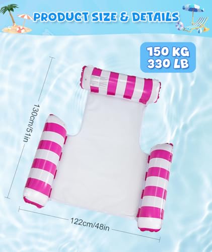 2 Pack Lilo Pool Inflatables，4 in 1 Water Hammock With 2 Drink Holders and 1 Air Pump, Cool Mesh Adult Swimming Floats Pool Toys Sofa Lounger Chair Seat Mattress for Lazy River Beach for Adults - Image 3