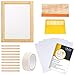 Caydo 20 Pieces Screen Printing Starter kit Include Instructions, 10 x 14 Inch Wood Silk Screen Printing Frame with 110 White Mesh, Screen Printing Squeegees, Inkjet Transparency Film and Mask Tape