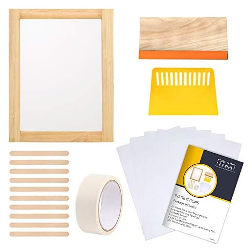 Caydo 20 Pieces Screen Printing Starter kit Include Instructions, 10 x 14 Inch Wood Silk Screen Printing Frame with 110 White Mesh, Screen Printing Squeegees, Inkjet Transparency Film and Mask Tape