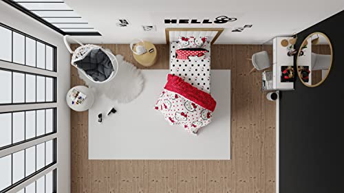 Image of Hello Kitty Polka Dot Bedding 5 Piece Super Soft Comforter and Sheet Set with Sham, Twin, (Officially Licensed Product) by Franco Collectibles