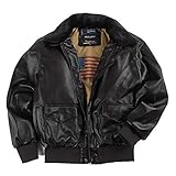 HYISHION Herren Leder Pilot Jacke Aviator Bomber Echtes Lederjacke Bomber,Schwarz,S