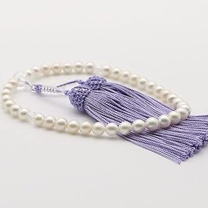Amazon.co.jp: 真珠パール数珠念珠 アコヤ真珠あこや真珠新色紫人絹房