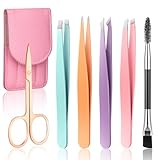 Tweezers Set - Professional Stainless Steel Tweezers for Eyebrows (Multi-colored)