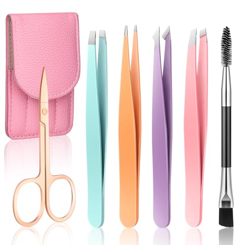 6 PCS Eyebrow Tweezers Set for Women, Eyebrow Tweezers Kit