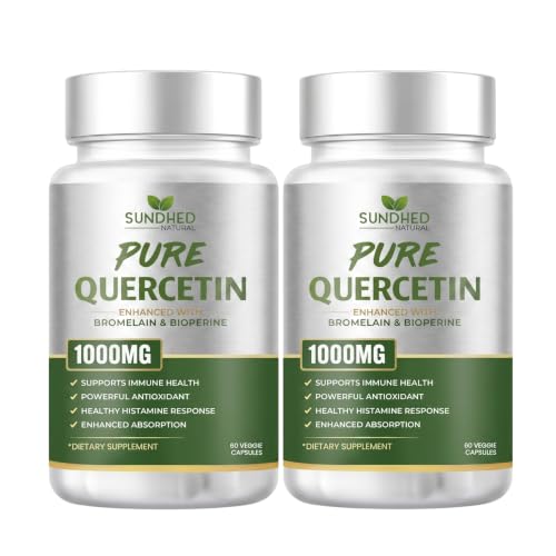 Sundhed Natural Suplemento de quercetina com bromelaina e BioPerine 1000 mg, 120 cápsulas (pacote com 2)