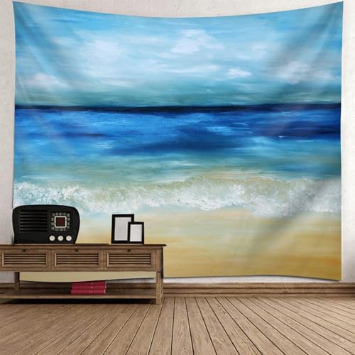 Tapisserie Paysage Mer et Plage 150x150 cm pour Décoration Murale de Salon
