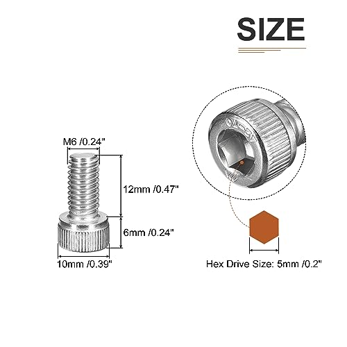 DTGN M6x12mm Socket Head Cap Screws Bolts, 40Pcs 304 Stainless Steel 18-8, Metric Machine Hex Socket Screw, Hex Drive - Image 2