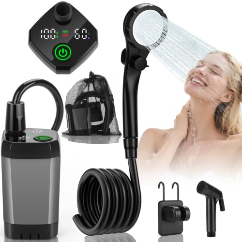 vignuto Portable Shower for Camping, Rechargeable Camping Shower kit with LED Display of Battery...