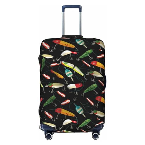 Suitcase Cover For Luggage Fishing Lure Print Elastic Washable Stretch Travel Luggage Covers Protector Cover