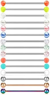 QWALIT 14G Industrial Barbell Earrings Surgical Stainless Steel Scaffold Piercings Cartilage Industrial Piercing Jewelry Bar 35mm Set for Women Men 1 3/8"