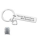 Long Distance Relationship Keychain Gift You are Worth Every Mile Between Us Keychain Anniversary Keychain Couples Keychain Going Away Gift Military Jewelry Gift Boyfriend Girlfriend Deployment Gift