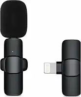 Microfone Lapela Sem Fio USB Tipo C, 2.4GHz, Recarregável, Preto, 20-30m Alcance, Compatível com Android e Tablet, Plug-and-Play