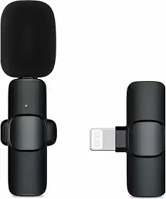 Microfone Lapela Sem Fio USB Tipo C, 2.4GHz, Recarregável, Preto, 20-30m Alcance, Compatível com Android e Tablet, Plug-and-Play