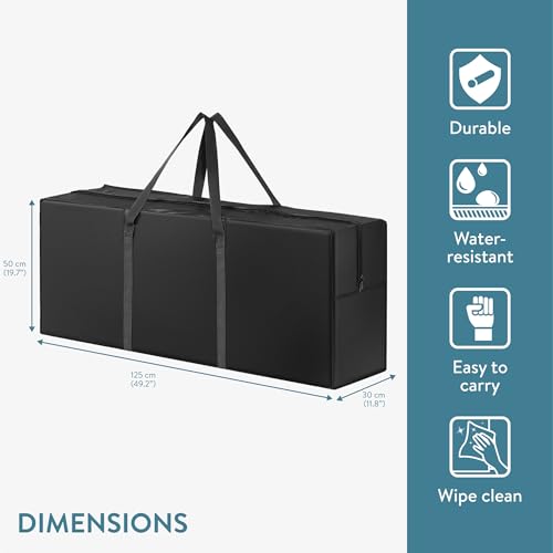 JEMIDI Aufbewahrungstasche Auflagentasche für Gartenauflagen - 125x30x50cm Gartenmöbel Polster Stuhlauflagen Aufbewahrung mit Griff & Reißverschluss - schwarz